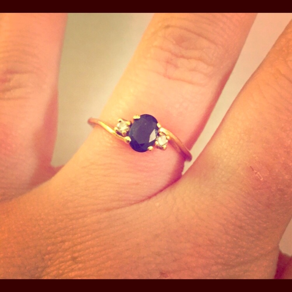 Sapphire, diamond, and gold ring!